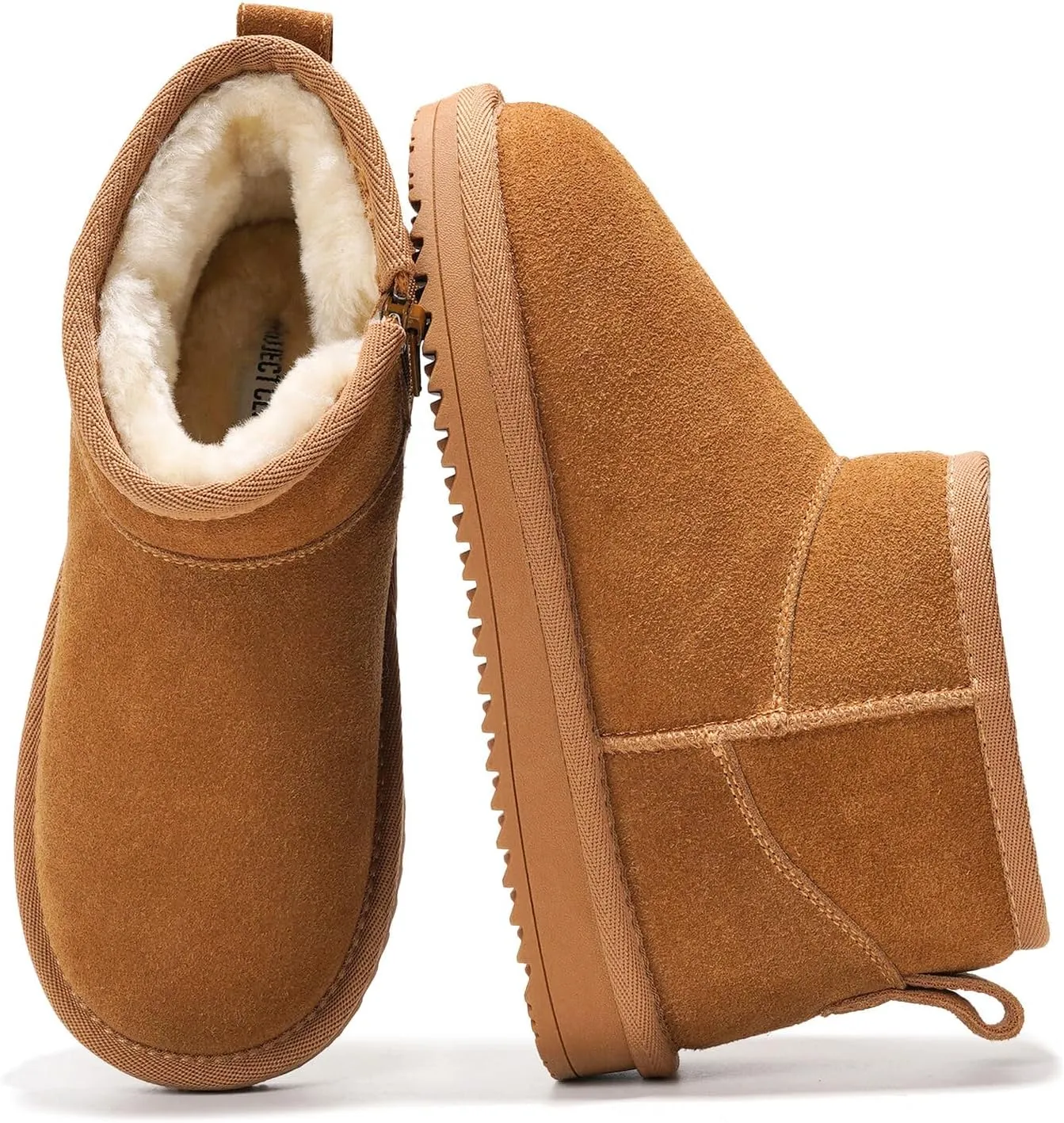 Project Cloud Genuine Leather Girls Boots – Lightweight & Cozy Fur Ankle Boots with Memory Foam – Non Slip Kids Boots for Girls, Perfect for Fall and Everyday Wear