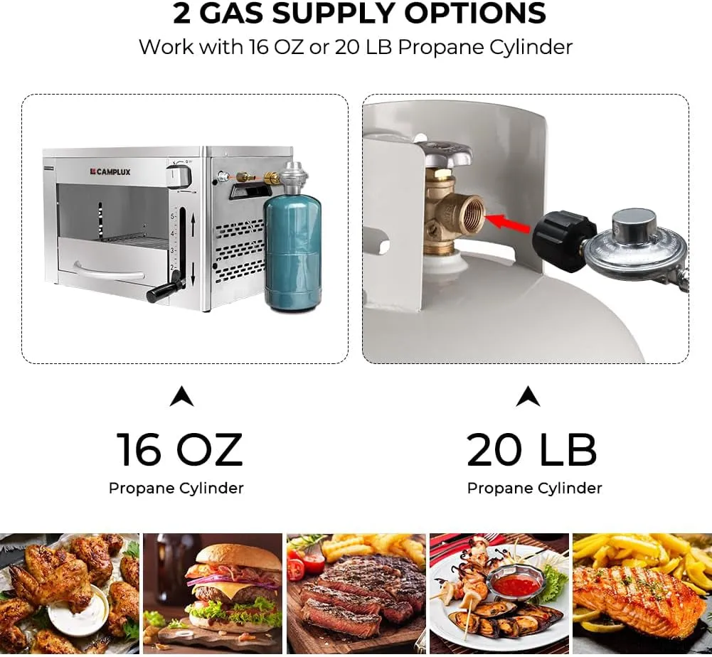 Propane Infrared Steak Grill,1600℉ Fast Efficient Heating Outdoor Portable Gas Grill with Vertical Cooking,Stainless Steel Single Burner Propane Gas Grill,Perfect for Steak,Ribeyes,Picnic,Bbq