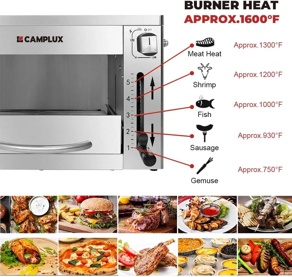 Propane Infrared Steak Grill,1600℉ Fast Efficient Heating Outdoor Portable Gas Grill with Vertical Cooking,Stainless Steel Single Burner Propane Gas Grill,Perfect for Steak,Ribeyes,Picnic,Bbq