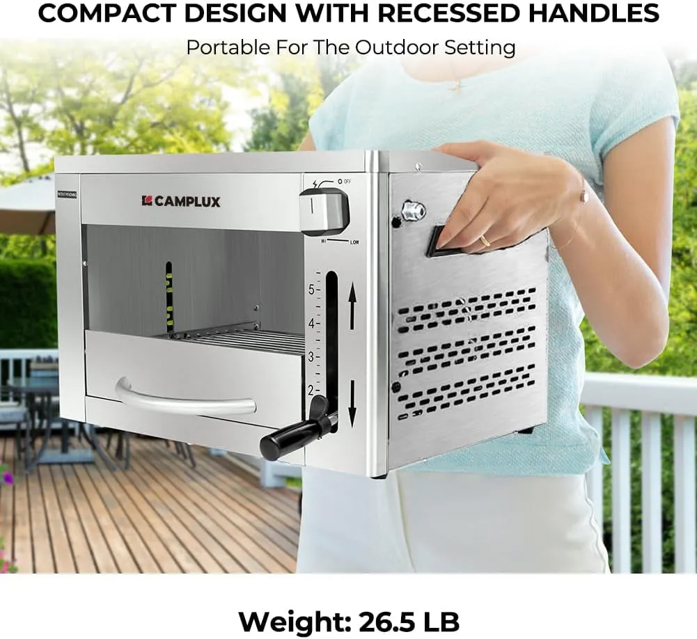 Propane Infrared Steak Grill,1600℉ Fast Efficient Heating Outdoor Portable Gas Grill with Vertical Cooking,Stainless Steel Single Burner Propane Gas Grill,Perfect for Steak,Ribeyes,Picnic,Bbq