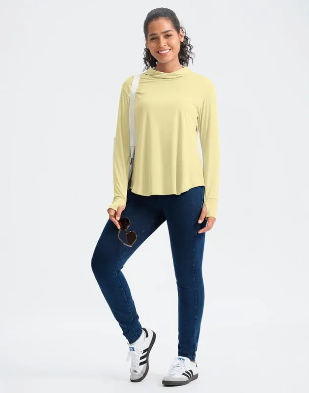 Pudolla Women's Sun Protection Shirt UPF 50  Long Sleeve Lightweight UV Hoodie for Women Hiking Outdoor Fishing Summer