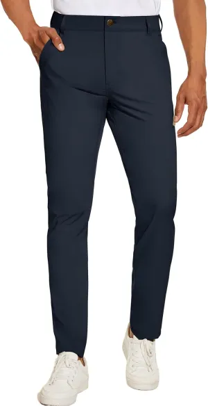 PULI Golf Pants Men Stretch Slim Fit Lightweight Waterproof Dress Casual Hiking Work Pants with Pockets