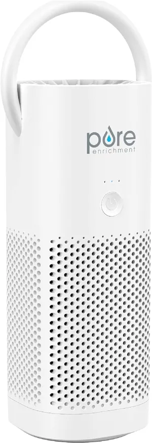 Pure Enrichment PureZone Mini Portable Air Purifier - Cordless True HEPA Filter Cleans Air & Eliminates 99.97% of Dust, Odors, & Allergens Close to You - Cars, School, & Office (White)