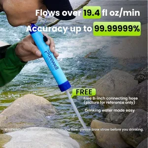 Purewell 5-Stage Water Filter System (2-Pack) - Military-Grade Personal Water Purifier | Emergency & Outdoor Survival Straw