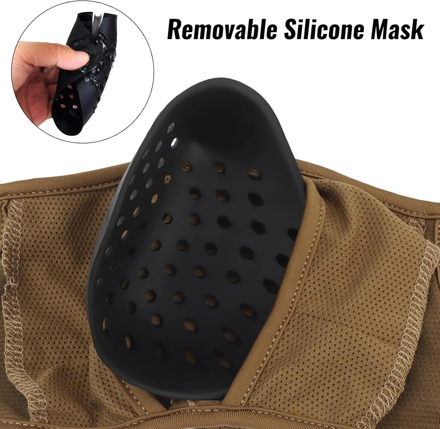 Qavctw Tactical Shooting Mask - Foldable Airsoft Silicone Half Face Mesh Mask with Ear Protection