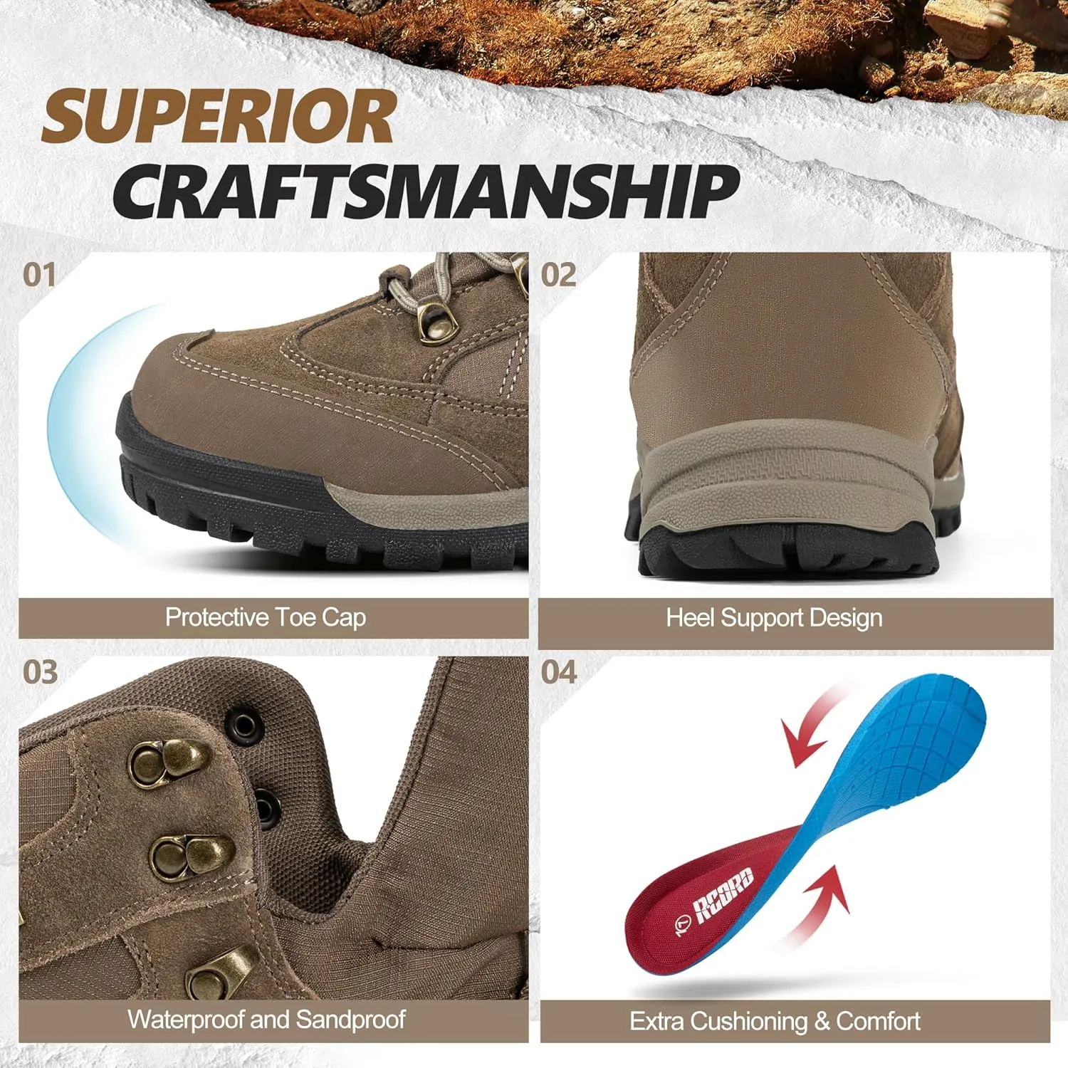 R CORD Snow Boots for Women Ankle Winter Boots for Women Hiking Boots Women Waterproof Durable Womens Hiking Boots for Outdoors