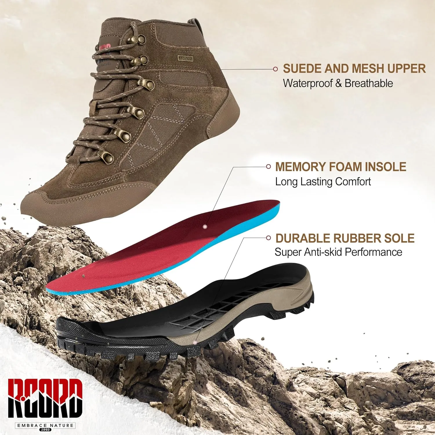 R CORD Snow Boots for Women Ankle Winter Boots for Women Hiking Boots Women Waterproof Durable Womens Hiking Boots for Outdoors