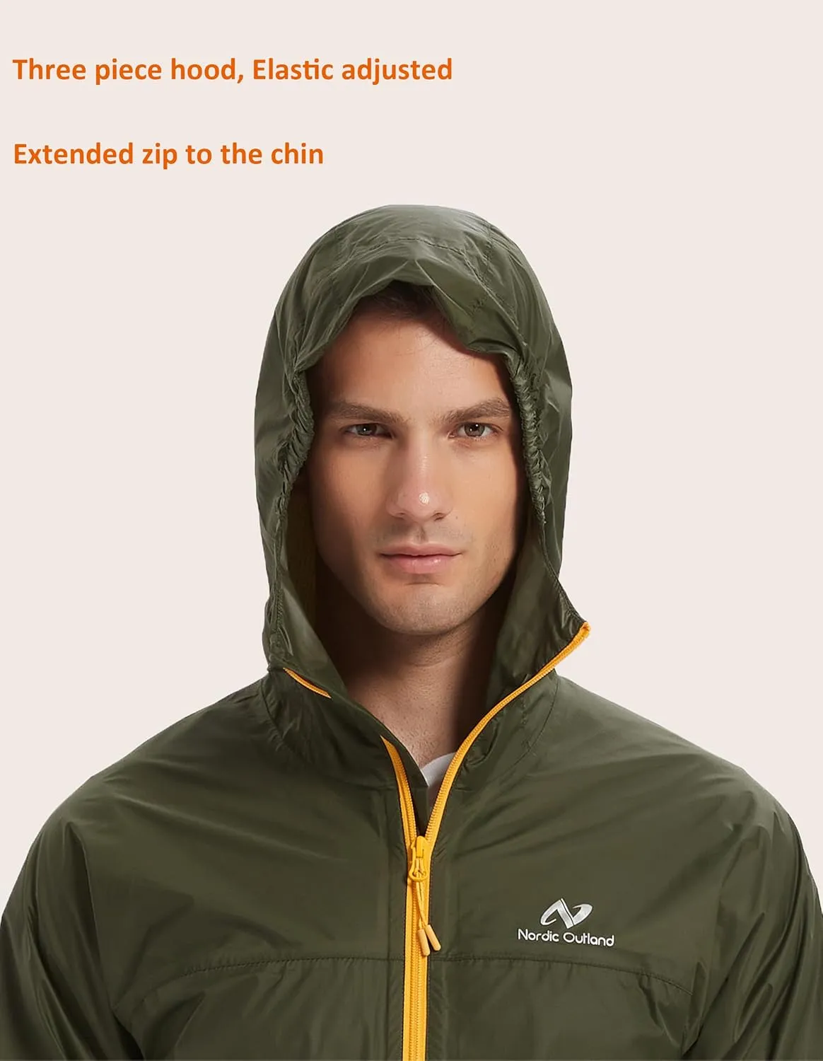 Rain Jacket Men Packable Lightweight, Waterproof Breathable Raincoat with Hood, Outdoor Hiking Winbreaker