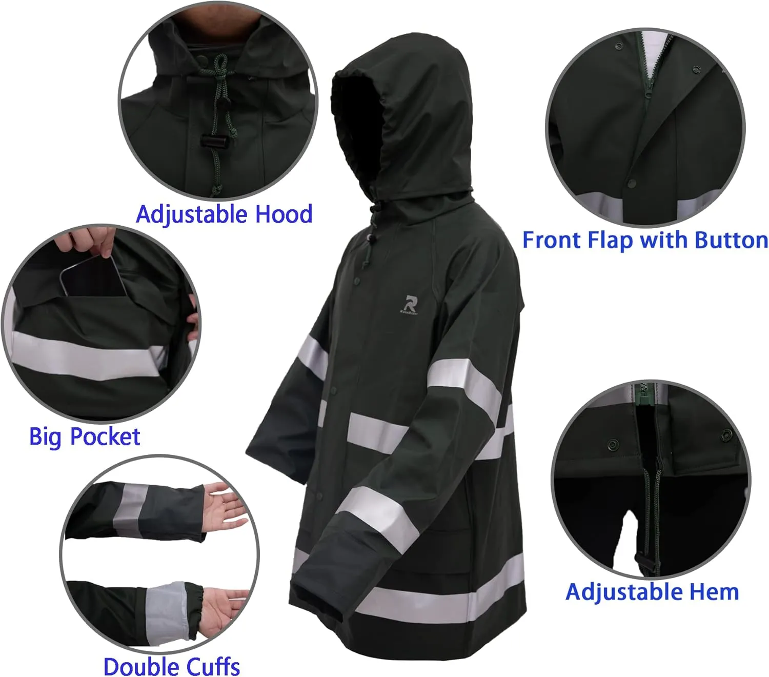 Rain Suits for Men Waterproof Rain Jacket Coat Pants Heavy Duty Women Fishing Rain Gear Workwear
