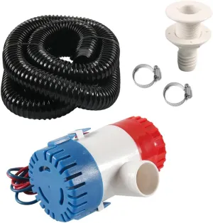 Rbanna1 12V 1100GPH Boats Water Marine Bilge Pump Automatic Electric Submersible For Ponds, Pools, Spas Silent, RV, Caravan ABS Red White Blue