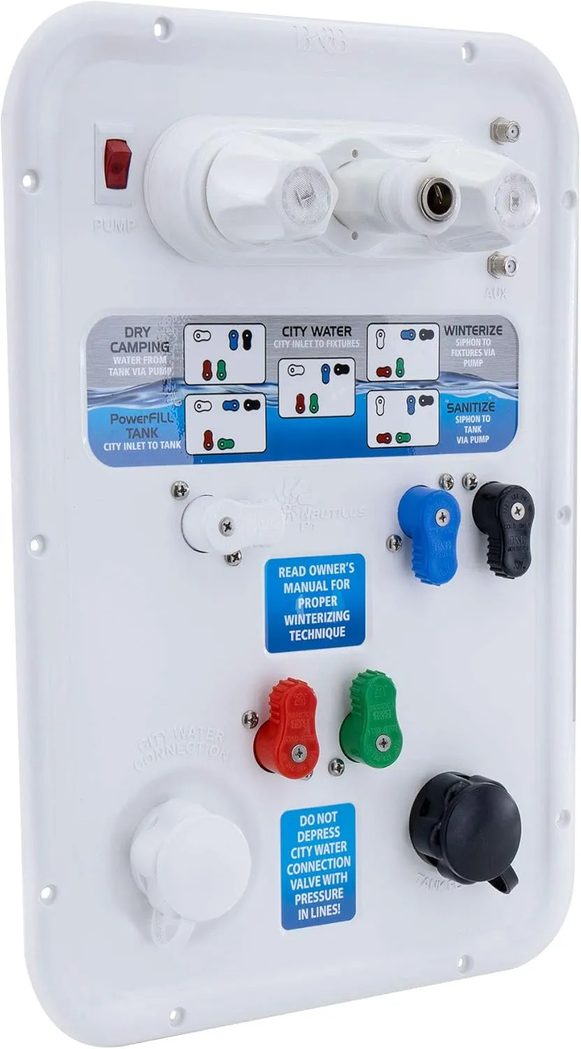 RecPro RV Water Management Panel | Nautilus P1 | 8-Function City-Water Fill (Yes, Include Install Kit) | Made in USA