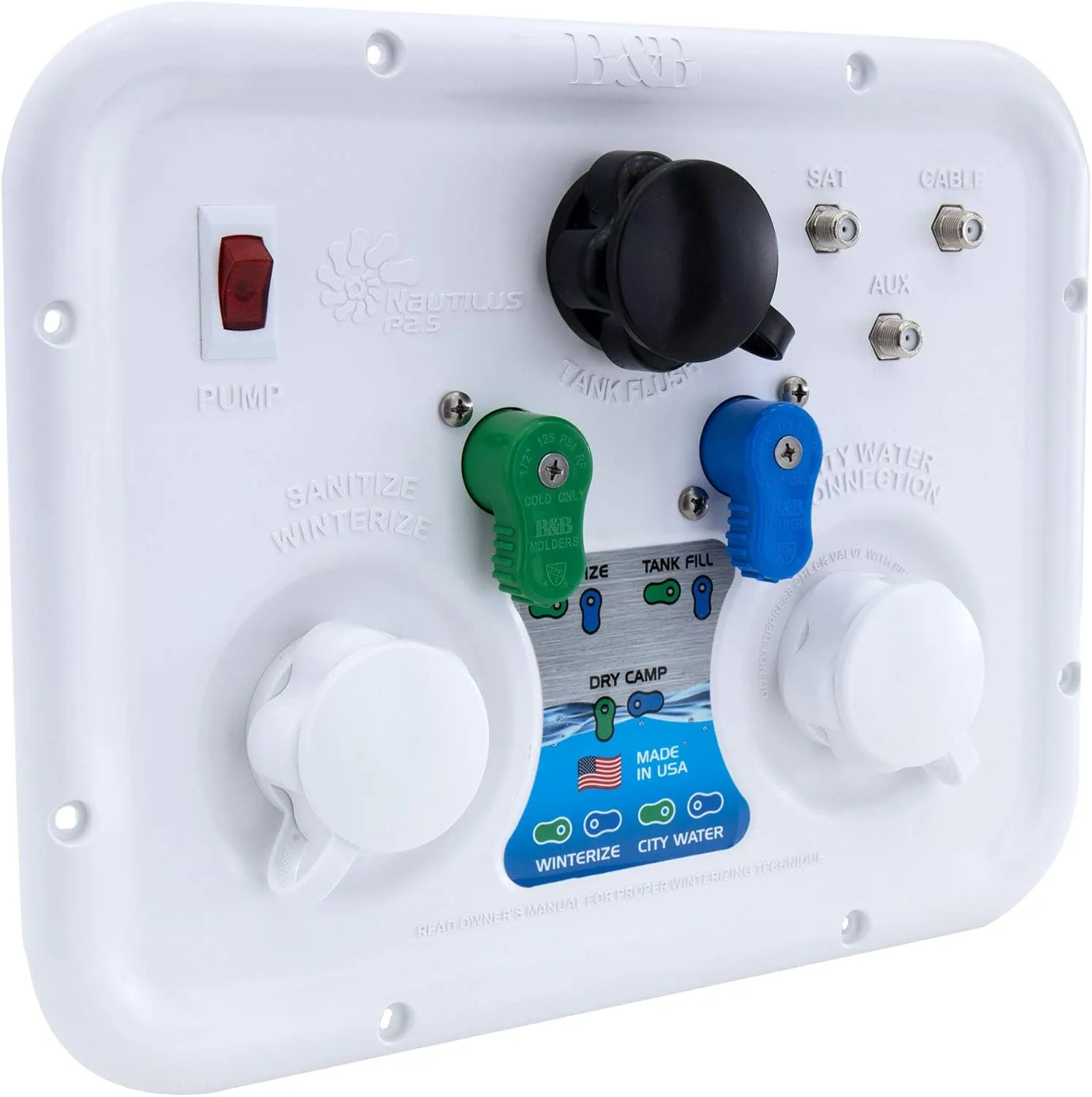 RecPro RV Water Management Panel | Nautilus P2.5 | 7-Function City-Water Fill (Yes, Include Install Kit) | Made in USA