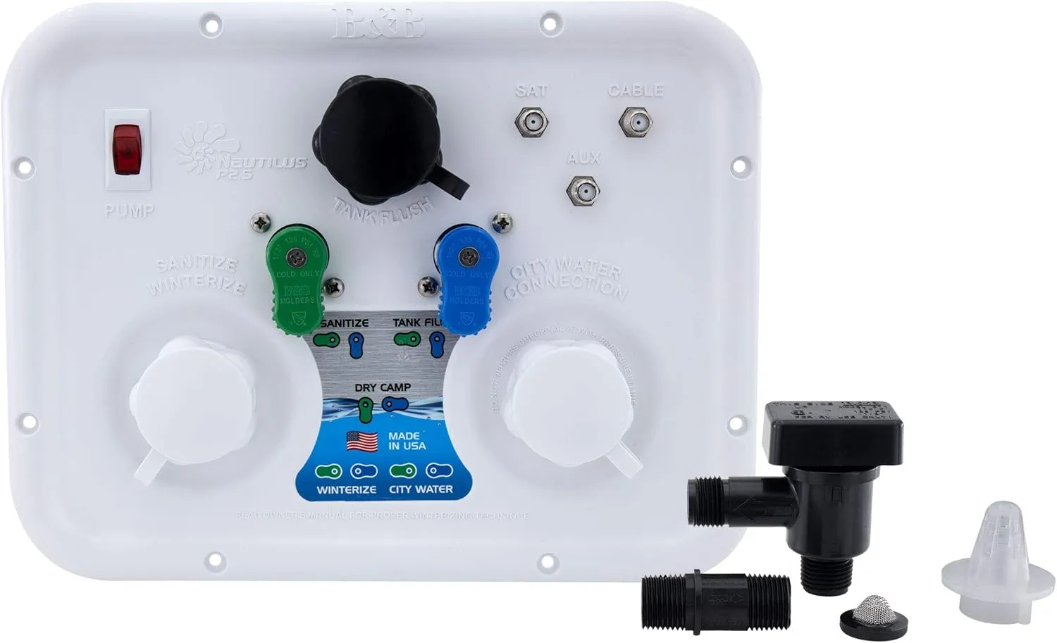 RecPro RV Water Management Panel | Nautilus P2.5 | 7-Function City-Water Fill (Yes, Include Install Kit) | Made in USA