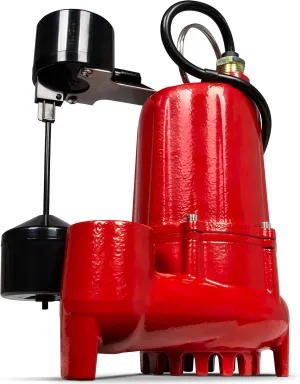 Red Lion RL-SC50V 115-Volt, 1/2 HP, 4300 GPH Cast Iron Sump Pump with Vertical Switch, 10-Ft. Cord, Red, 14942747