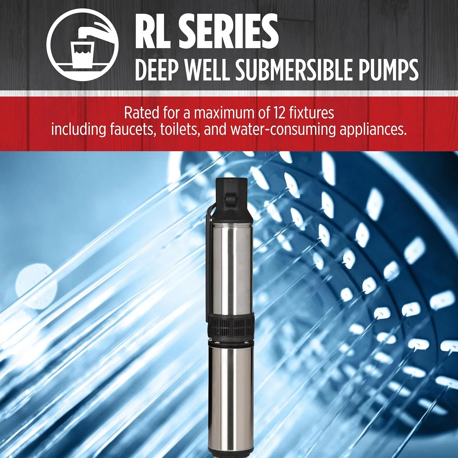 Red Lion RL12G10-2W2V 4-inch Submersible Deep Well Pump, 1 HP, 12 GPM 2-Wire, 230-Volt, Steel, 14942404
