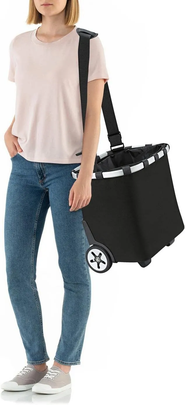 reisenthel carrycruiser Black - Portable Shopping Trolley with Sturdy Aluminum Frame, Shoulder Strap and Removable mesh Inner Bag - Water-Repellent
