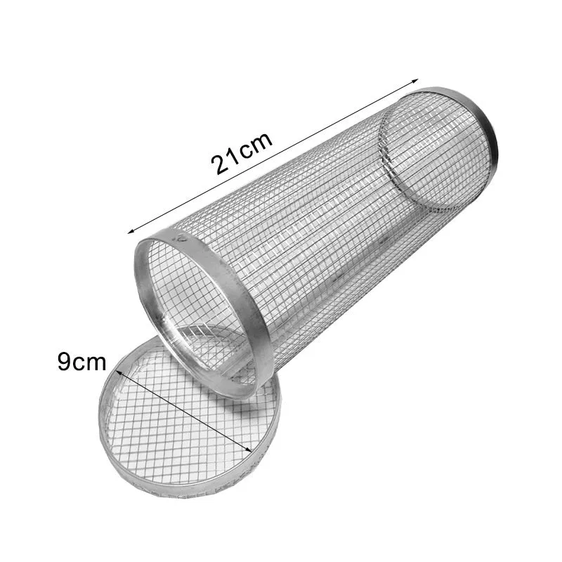 Rolling Grilling Basket Metal BBQ Barbecue Basket Net Portable Outdoor Camping Barbecue Rack Kitchen Gadgets