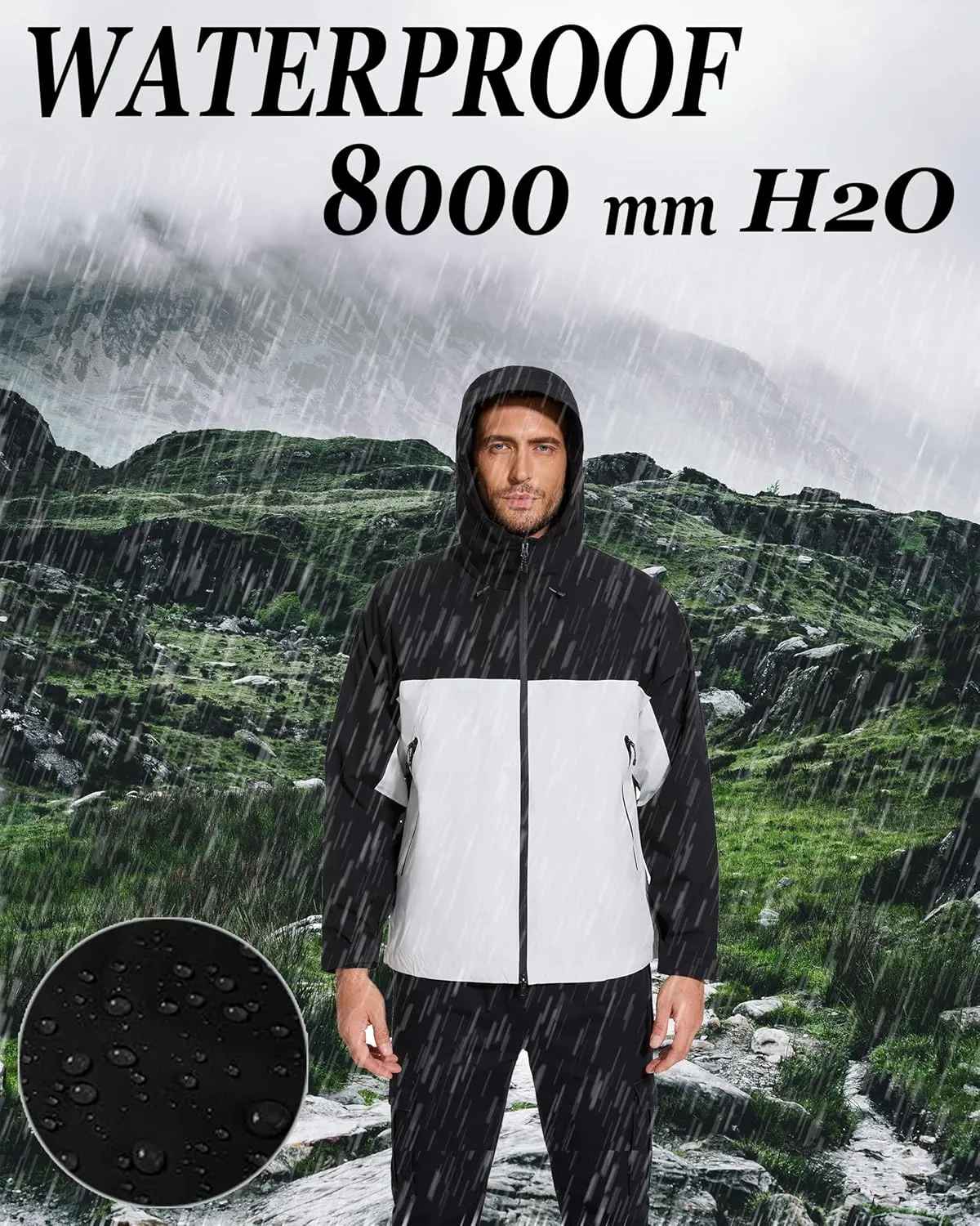 romansong Mens Rain Jackets with Hood Unisex Waterproof Shell Jacket Lightweight Raincoat for Cycling Golf Hiking Outdoors