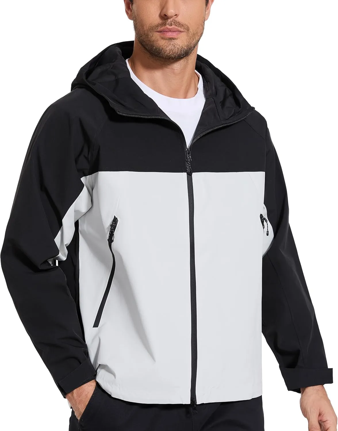 romansong Mens Rain Jackets with Hood Unisex Waterproof Shell Jacket Lightweight Raincoat for Cycling Golf Hiking Outdoors