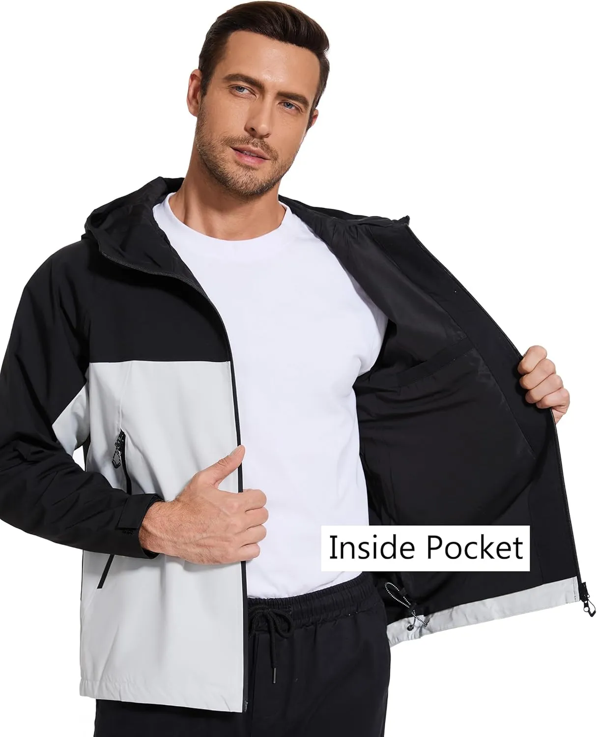romansong Mens Rain Jackets with Hood Unisex Waterproof Shell Jacket Lightweight Raincoat for Cycling Golf Hiking Outdoors