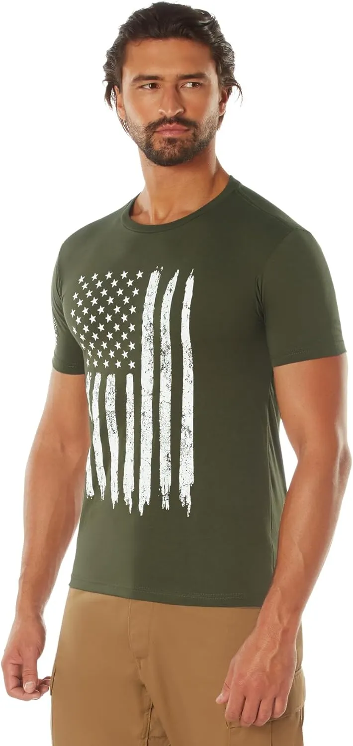 Rothco Distressed US Flag Athletic Fit T-Shirt - Comfort Short Sleeve Graphic Tee