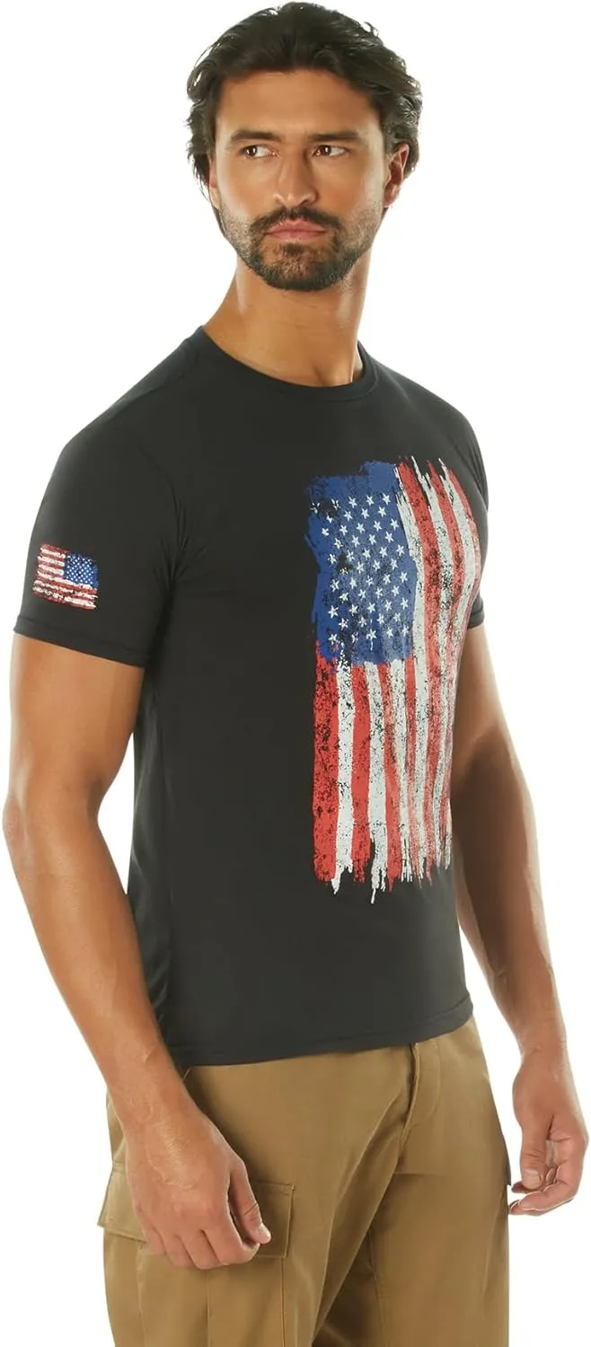 Rothco Distressed US Flag Athletic Fit T-Shirt - Comfort Short Sleeve Graphic Tee