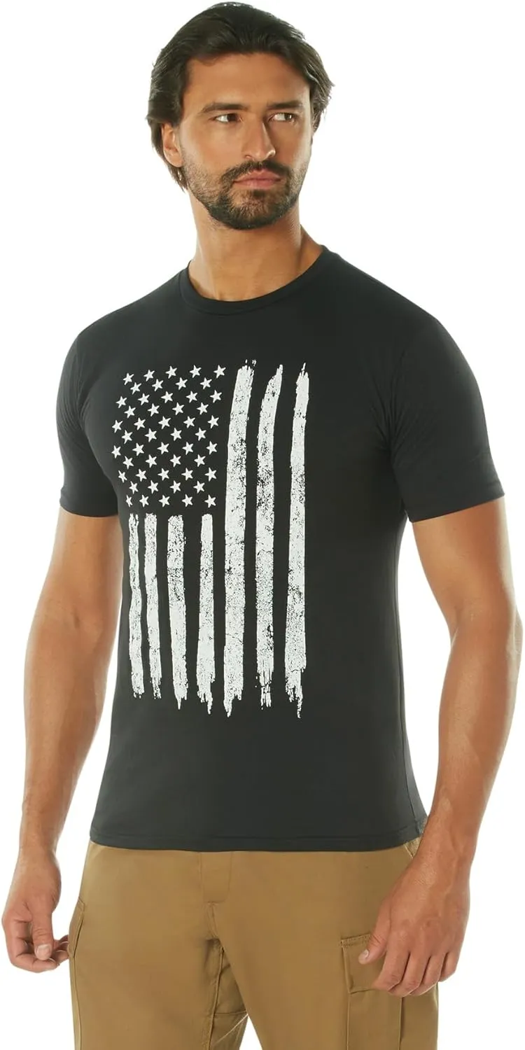 Rothco Distressed US Flag Athletic Fit T-Shirt - Comfort Short Sleeve Graphic Tee