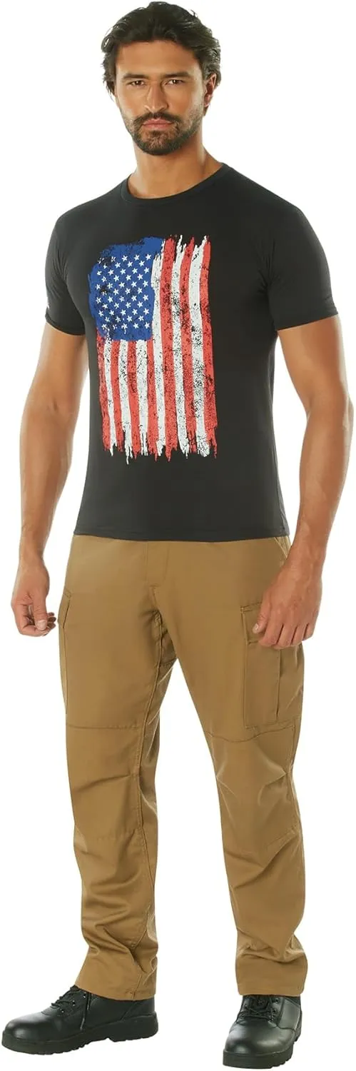 Rothco Distressed US Flag Athletic Fit T-Shirt - Comfort Short Sleeve Graphic Tee
