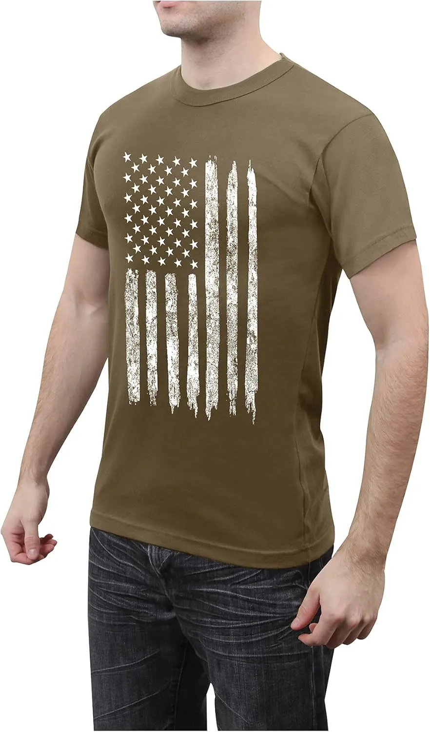 Rothco Distressed US Flag Athletic Fit T-Shirt - Comfort Short Sleeve Graphic Tee