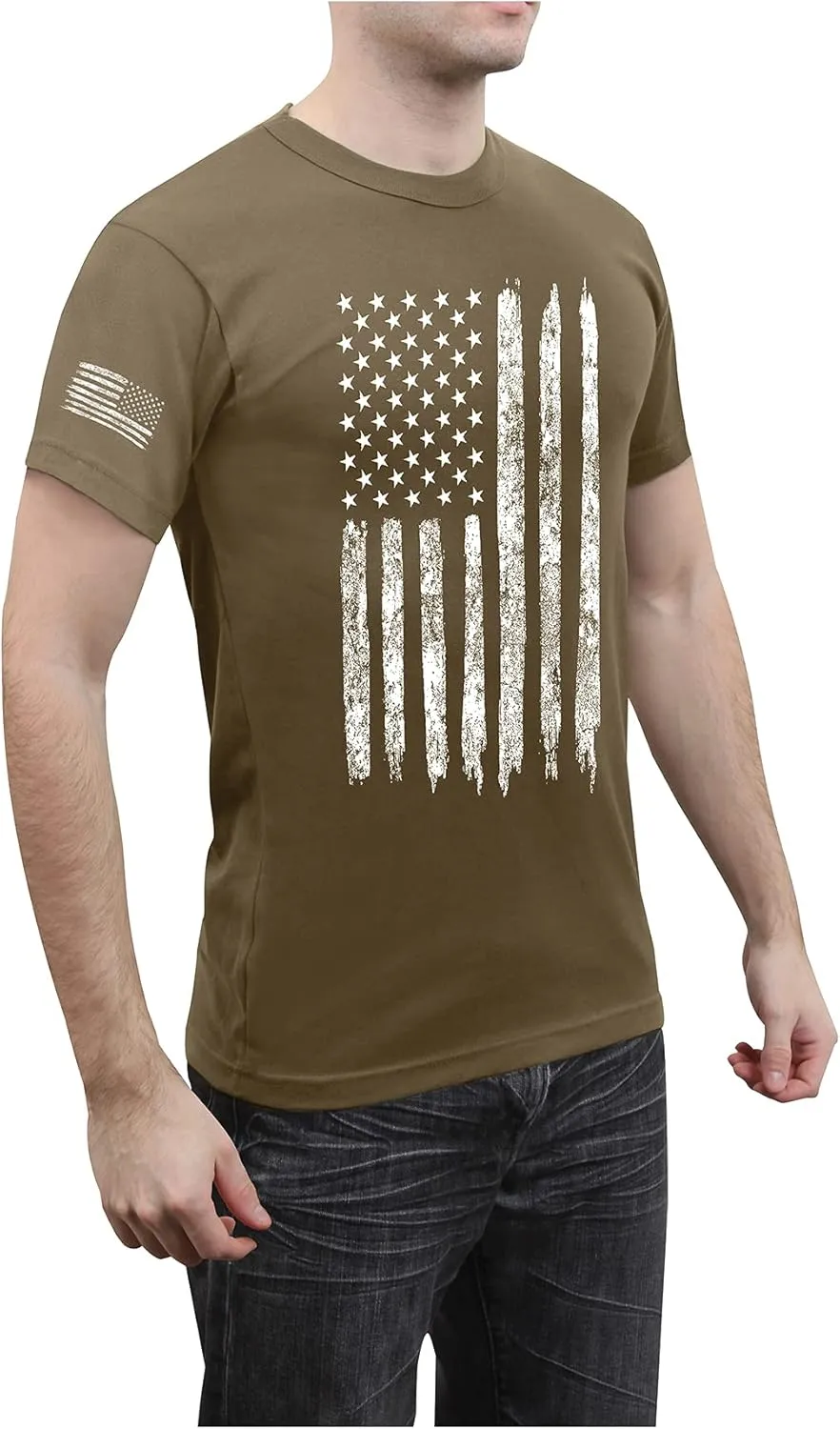 Rothco Distressed US Flag Athletic Fit T-Shirt - Comfort Short Sleeve Graphic Tee