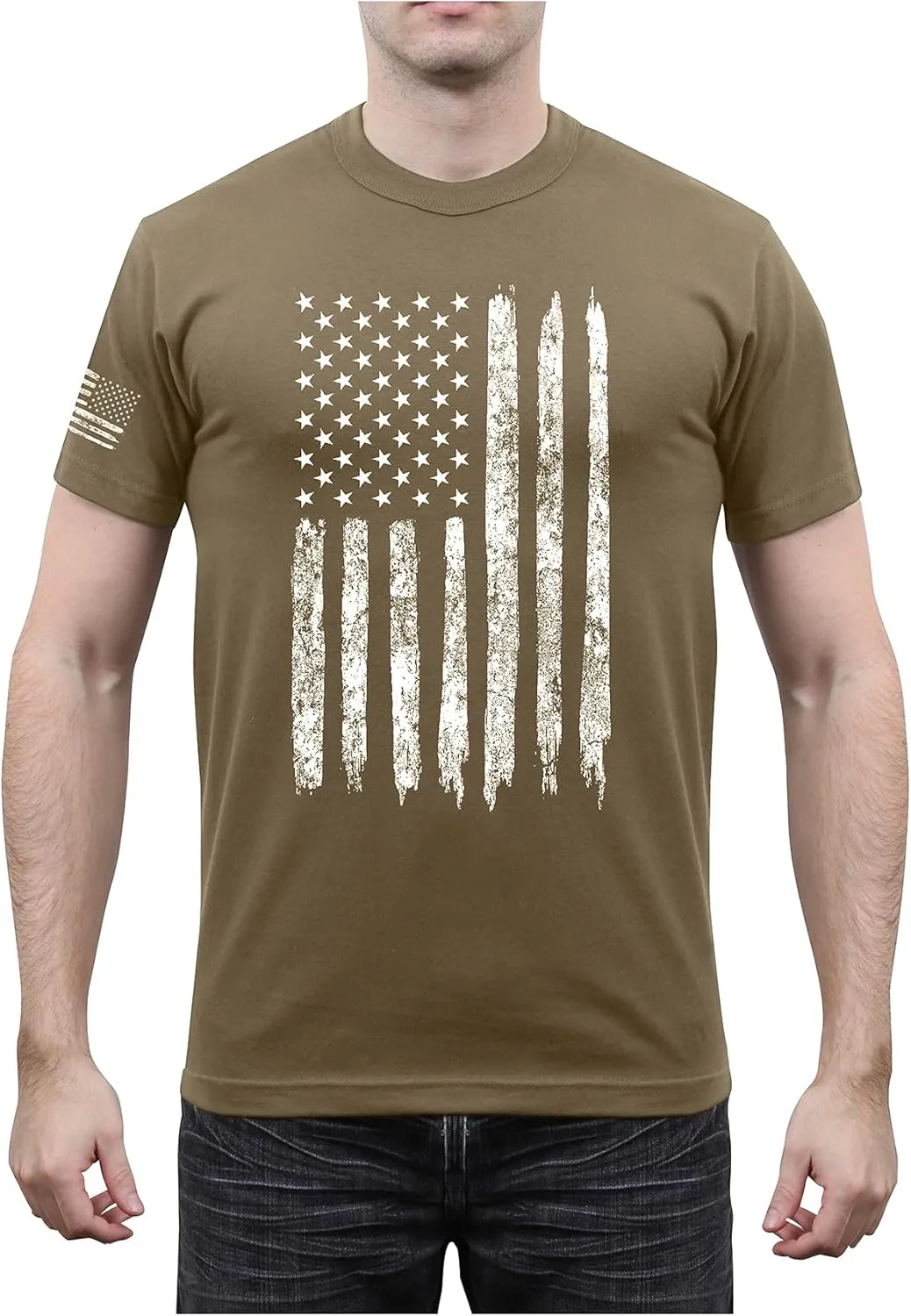 Rothco Distressed US Flag Athletic Fit T-Shirt - Comfort Short Sleeve Graphic Tee