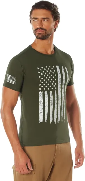 Rothco Distressed US Flag Athletic Fit T-Shirt - Comfort Short Sleeve Graphic Tee