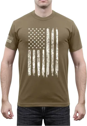 Rothco Distressed US Flag Athletic Fit T-Shirt - Comfort Short Sleeve Graphic Tee