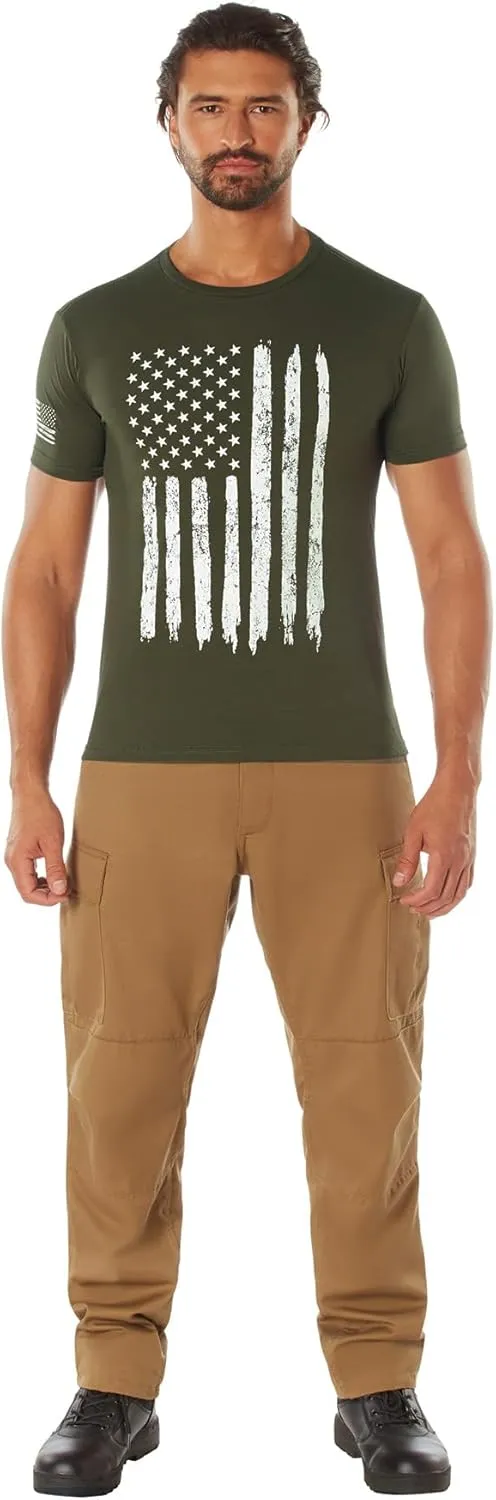 Rothco Distressed US Flag Athletic Fit T-Shirt - Comfort Short Sleeve Graphic Tee