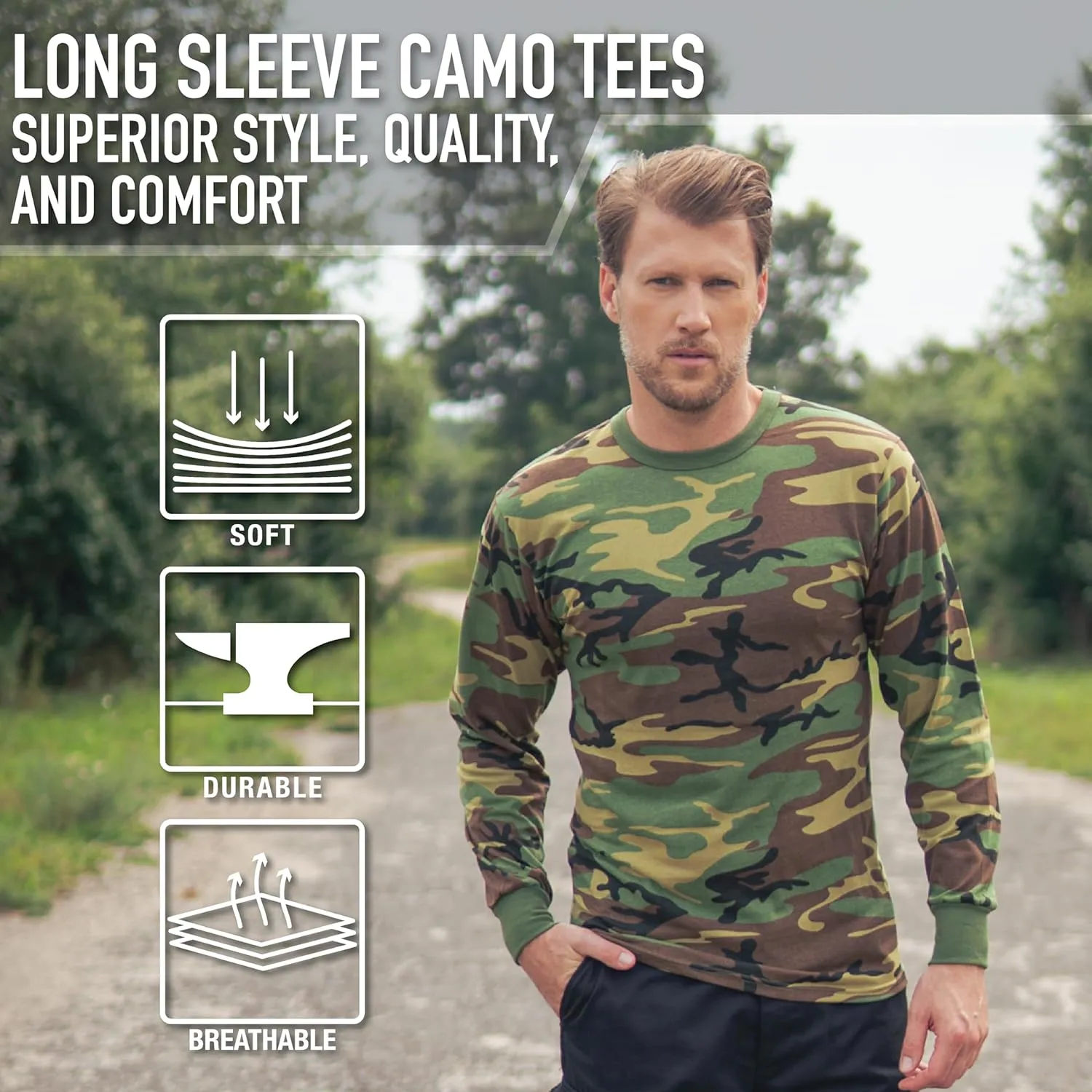 Rothco Mens Long Sleeve Color Camo T-Shirt