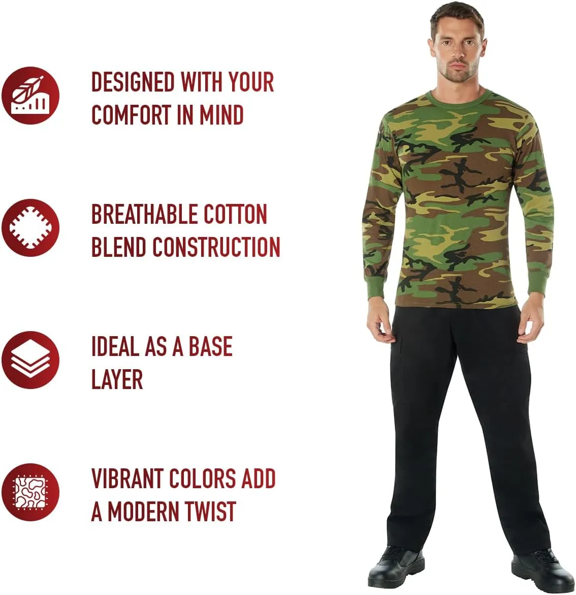 Rothco Mens Long Sleeve Color Camo T-Shirt