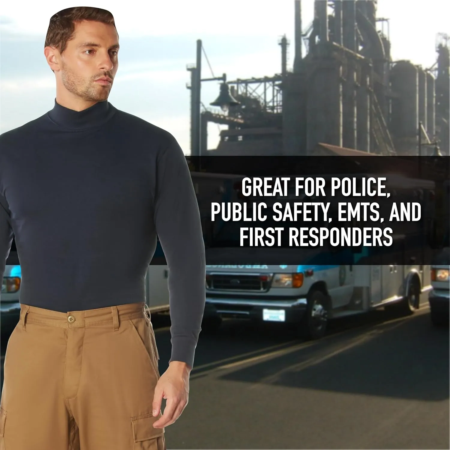 Rothco Mock Turtleneck Long Sleeve Mock Turtleneck Basic Solid Pullover Undershirt