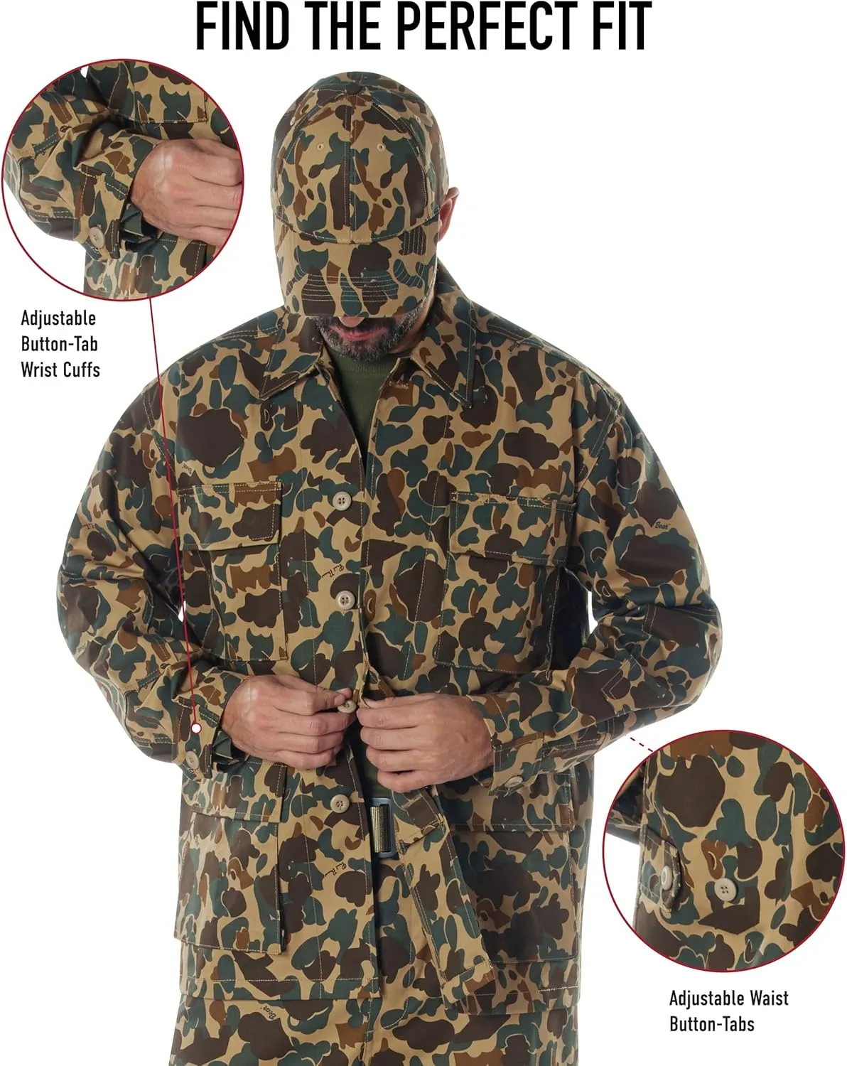 Rothco X Bear Archery Fred Bear Camo BDU Shirt – Long Sleeve Hunting Shirt – Utility Pockets for Bowhunting Gear