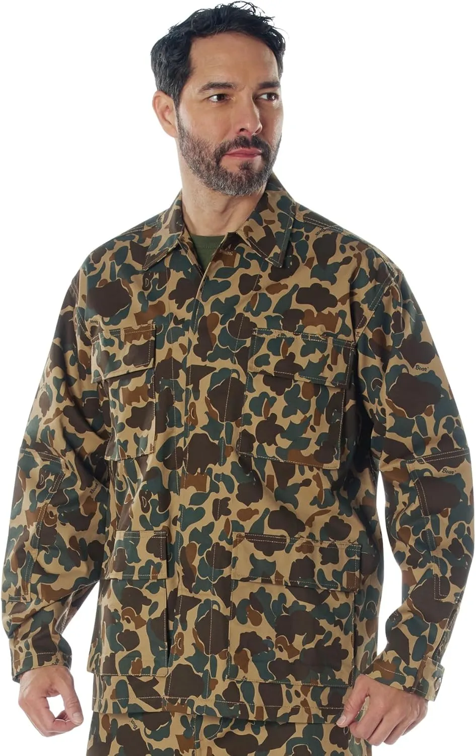 Rothco X Bear Archery Fred Bear Camo BDU Shirt – Long Sleeve Hunting Shirt – Utility Pockets for Bowhunting Gear