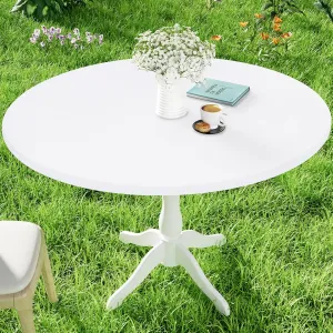 Round Spandex Table Cloth, Elastic Fitted Waterproof Tablecloths for 57"-68" Tables, Stretch Washable Picnic Table Cover for Camping, Dining, Indoor and Outdoor, White
