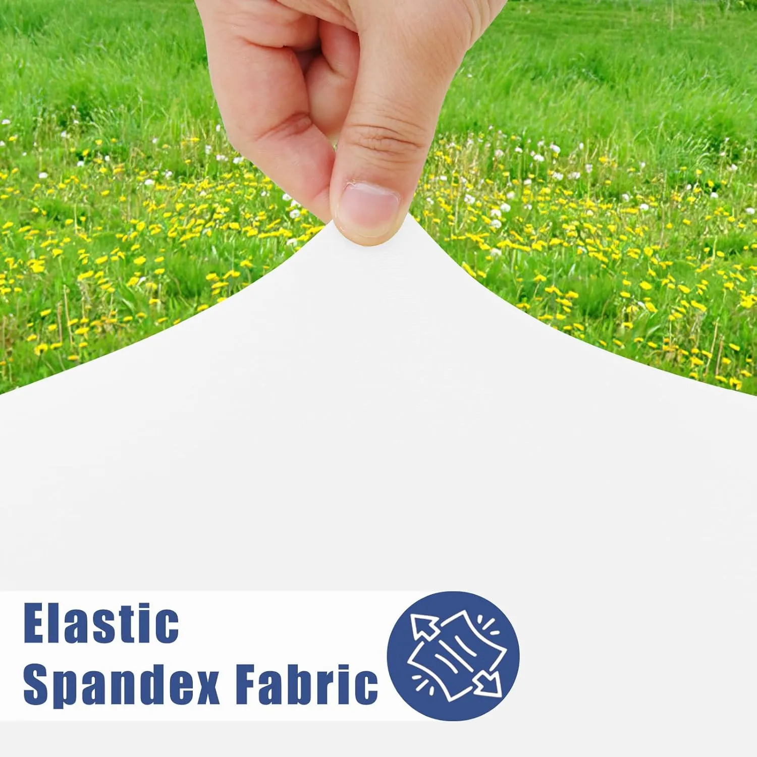 Round Spandex Table Cloth, Elastic Fitted Waterproof Tablecloths for 57"-68" Tables, Stretch Washable Picnic Table Cover for Camping, Dining, Indoor and Outdoor, White