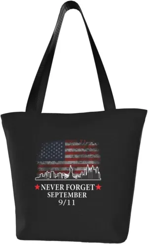 Rqwaaed 9/11 September 11th We Will Never Forget Women'S Casual One Shoulder Carry Shopping Bag Large Capacity Working Storage Handbag