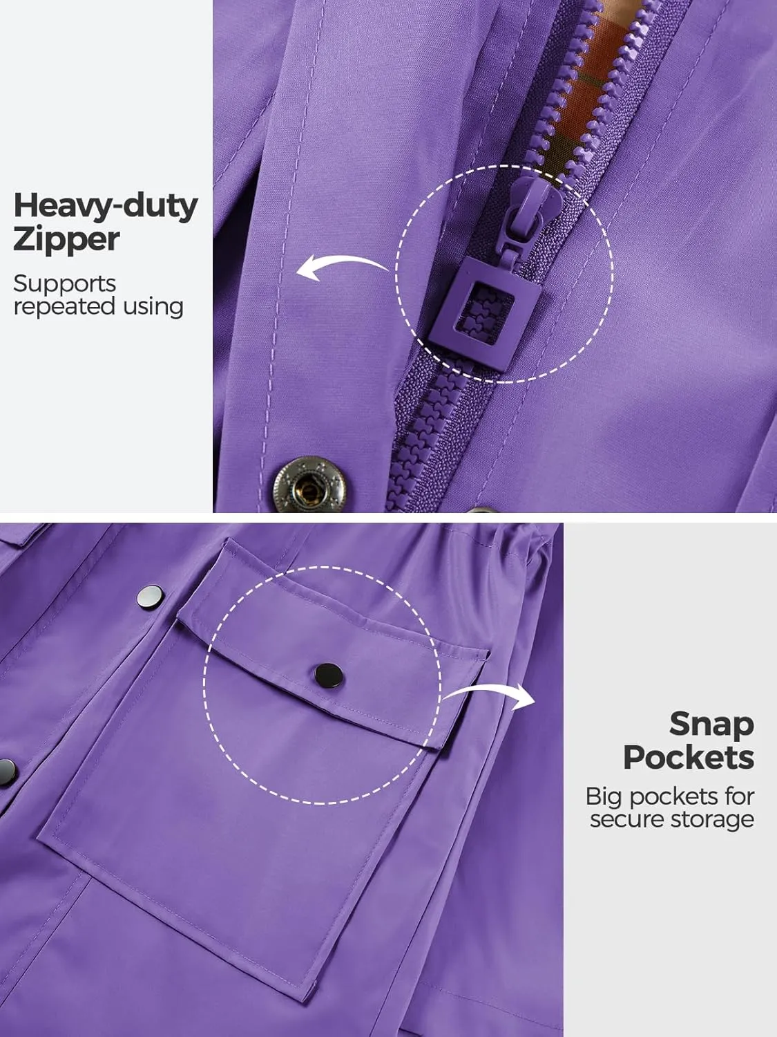 SaphiRose Women's Waterproof Rain Jacket Lightweight Raincoat Hooded Windbreaker Trench Coat