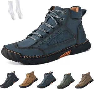 Sawbehind Boots, Men's Comfortable Handmade Leather Boots, Outdoor Leather Boots Wide, Waterproof, Arch Support Shoes