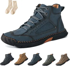 Sawbehind Mens Boots, Saw Behind Shoes, Waterproof Comfortable Handmade Leather Boots Winter Wide Arch Support