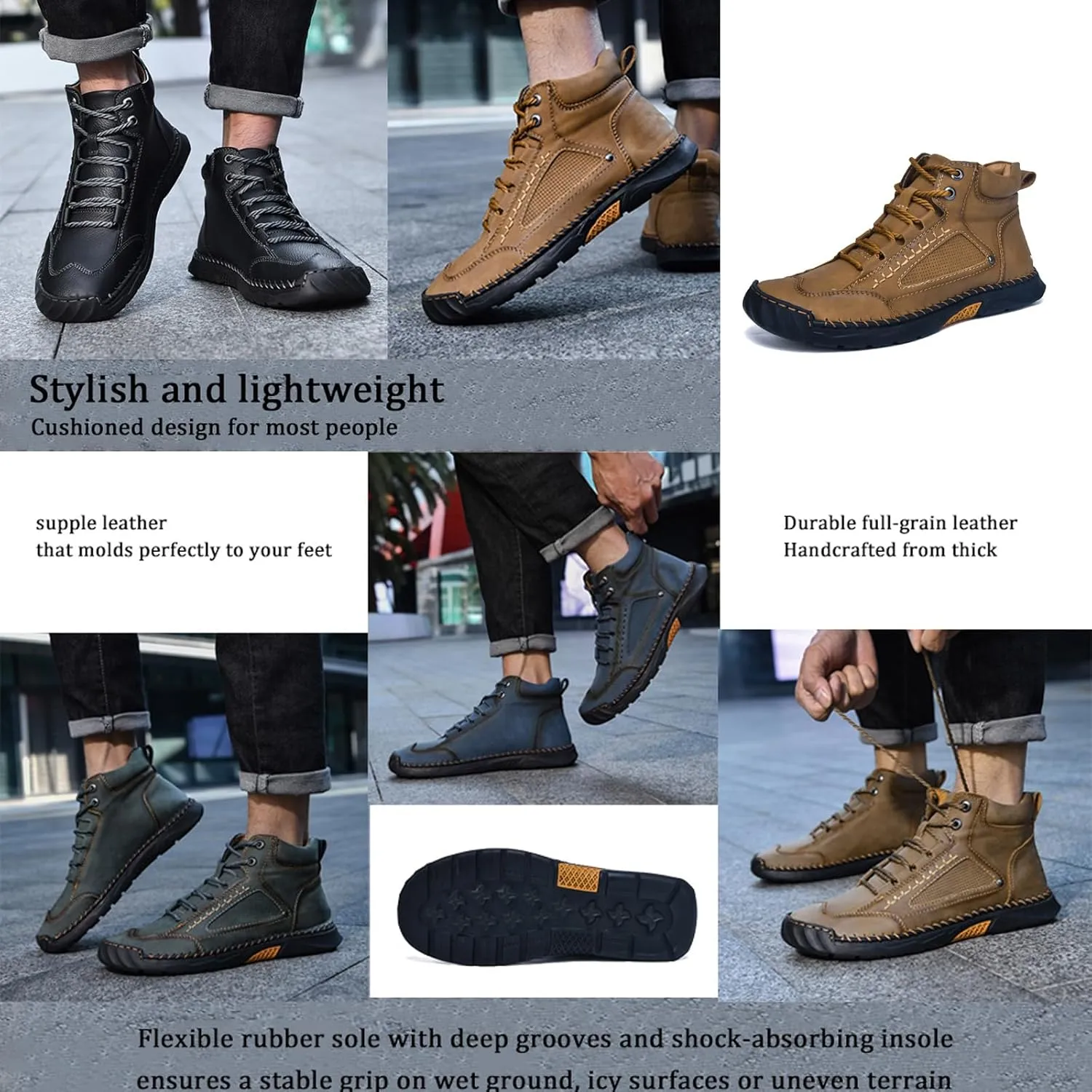 Sawbehind Mens Boots, Sawbehind Men'S Waterproof Handmade Boots, Arch Support, For Outdoor, Hiking, Travel, Sports