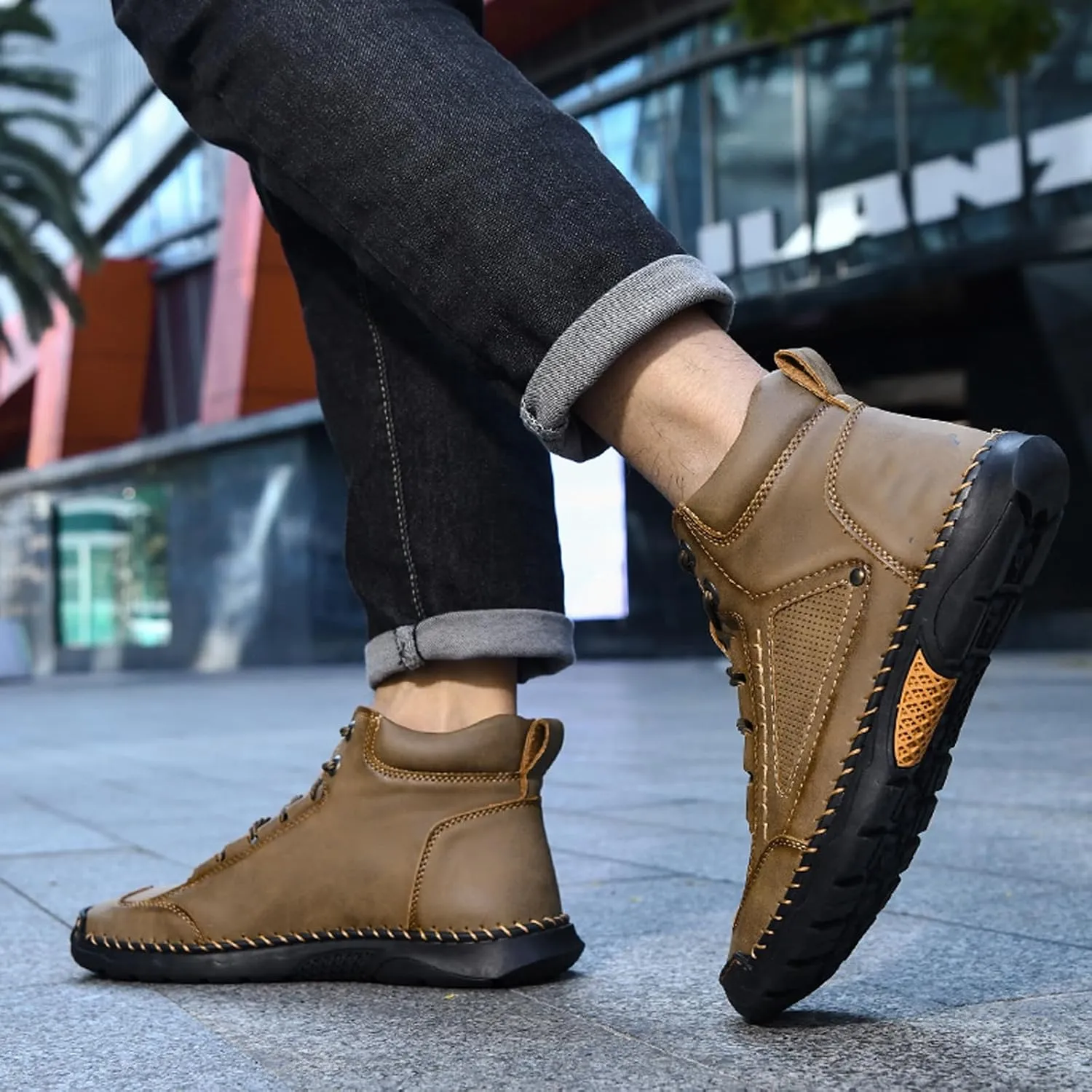 Sawbehind Mens Boots, Sawbehind Men'S Waterproof Handmade Boots, Arch Support, For Outdoor, Hiking, Travel, Sports