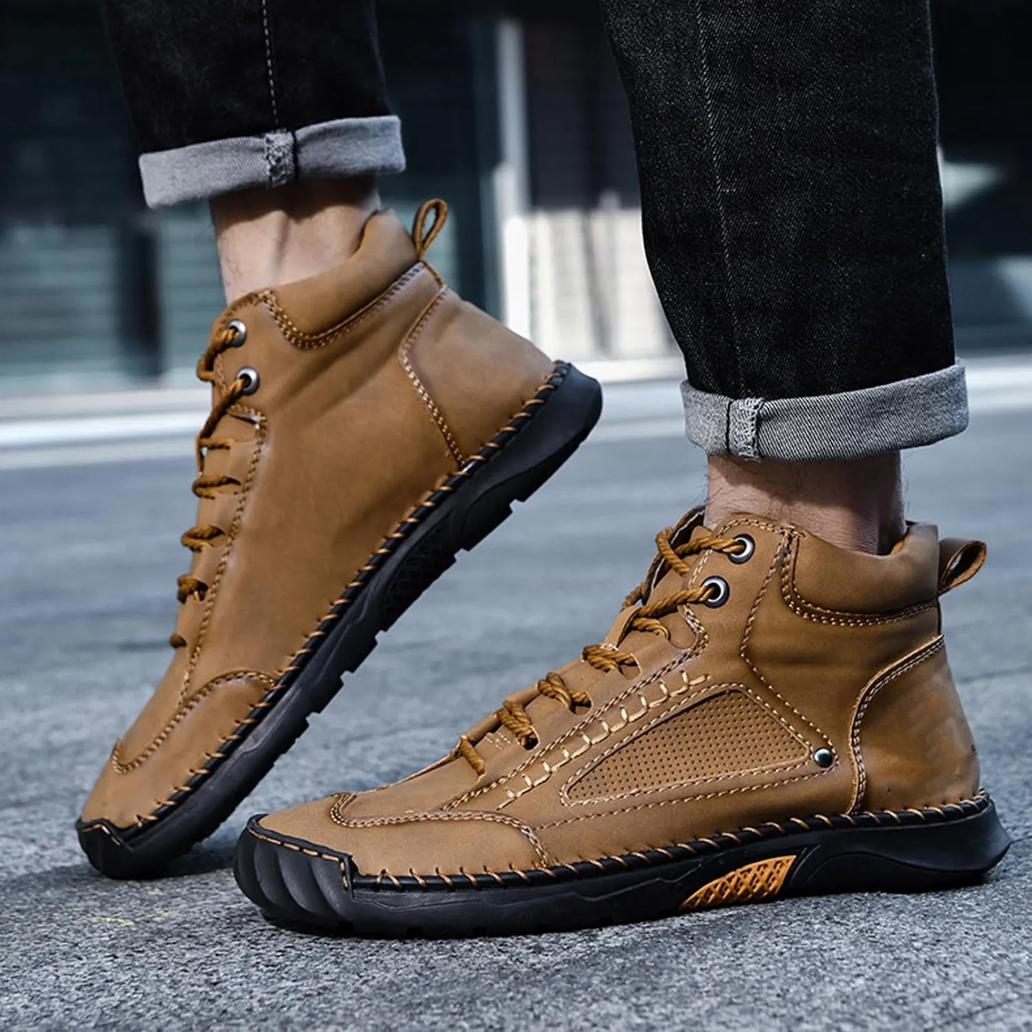 Sawbehind Mens Boots, Sawbehind Men'S Waterproof Handmade Boots, Arch Support, For Outdoor, Hiking, Travel, Sports