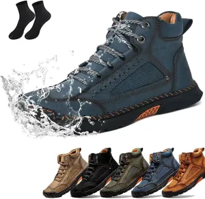 Sawbehind Men's Comfortable Handmade Leather Boots, Waterproof, Arch Support, Outdoor Spacious Toe Box Boots Leather Shoes