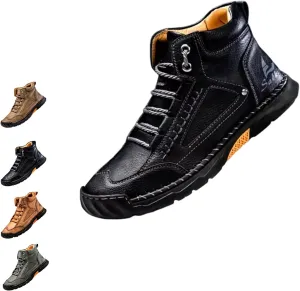 Sawbehind Men's Comfortable Handmade Leather Boots,Men'S Waterproof Handmade Boots, For Outdoor, Hiking, Travel, Sports